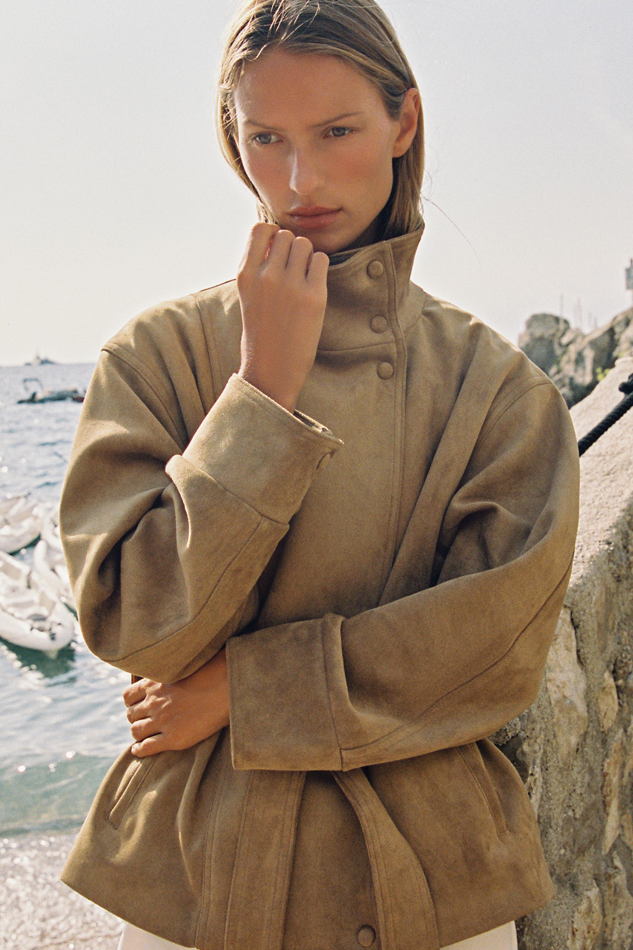 VESTE EFFET DAIM AVEC CEINTURE